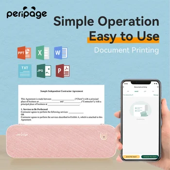 PeriPage Портативный принтер формата А4 с разрешением 304 DPI Беспроводная печать веб-страницы PDF Принтеры контрактных документов Исследование Bluetooth Мини принтер формата А4