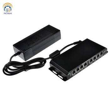 PoE-World Пассивное питание через Ethernet 8-портовый коммутатор Gigabit Ethernet PoE для Ubiquiti и Mikrotik с адаптером питания 48V120W 0