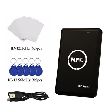 RFID Копировальный Аппарат Дубликатор 13,56 МГц Брелок NFC Считыватель Смарт-карт Писатель 125 кГц Зашифрованный Программатор USB UID T5577 EM4305 Карты Метки 0