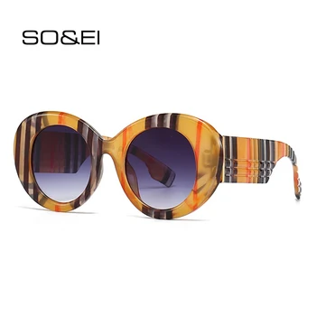 SO & EI негабаритные овальные женские роскошные солнцезащитные очки модного бренда с градиентными оттенками UV400 винтажные мужские солнцезащитные очки в стиле панк