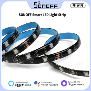 SONOFF Smart LED Light Strip с регулируемой яркостью, водонепроницаемые WiFi Гибкие RGB-полосы, работающие с приложением Alexa Google Home eWeLink 2 м / 5 м.