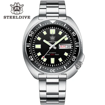 STEELDIVE SD1970W Часы для дайвинга Turtle из нержавеющей стали с керамическим безелем NH36 20ATM Водонепроницаемые мужские механические часы с двойным календарем