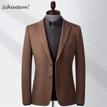 Schinteon Новый Осенне-зимний блейзер с вышивкой 2022, куртка, приталенная верхняя одежда, повседневный высококачественный костюм для молодых людей, деловой костюм для вечеринок