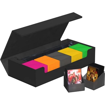 Super Hive 550 + Коробка Для Колоды Одноцветных Карт Кожаные Настольные Игры Чехол для Колоды Карт MTG Trading Card Games TCG Черный