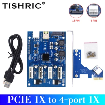 TISHRIC PCIE 1-4 1x Адаптер Карты расширения 4-портовый Множитель PCIe Карты Расширения Для Графического процессора PCI Express PCIE Riser