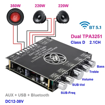 TPA3251 2 * 220 Вт + 350 Вт Плата Усилителя Мощности Bluetooth 2.1 Канальный Сабвуфер Класса D Театральный Аудио Стерео Эквалайзер USB Звуковая Карта Усилитель