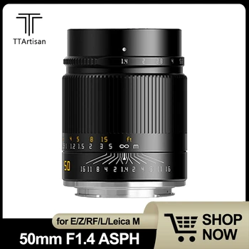 TTartisan 50mm F1.4 ASPH Полнокадровый объектив MF для Репортажной съемки Уличного Пейзажа Protrait для Sony A7 Canon R Nikon Z5