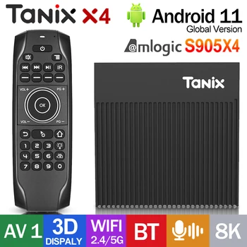 Tanix X4 Android11 Smart TV Box Amlogic S905X4 AV1 3D BT Потоковые медиаплееры 2,4 /5G WiFi Youtube Netflix TV Приставка VS X96 0