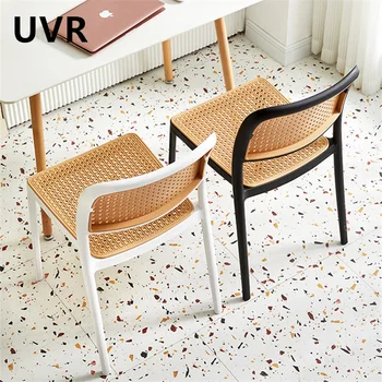 UVR Высококачественные ресторанные стулья, уличные пластиковые стулья из искусственного ротанга, спинки для дома, Офисные стулья, Штабелируемые обеденные стулья