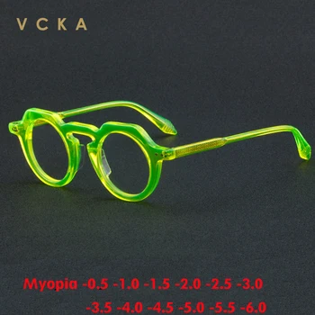 VCKA Винтажная Ацетатная Оправа для очков от близорукости, Женщины, Мужчины, 2023, Новые Оптические очки по рецепту, Роскошные очки от -0,5 до -6,0