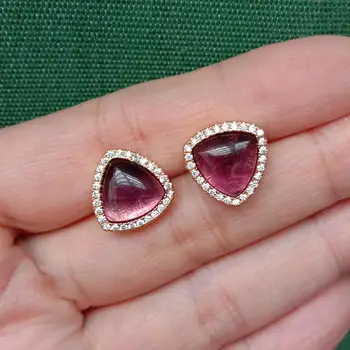 Y · YING Натуральные фиолетовые серьги-гвоздики Amethsyt Cz Pave, женские серьги-гвоздики с драгоценным камнем, Простой ювелирный подарок