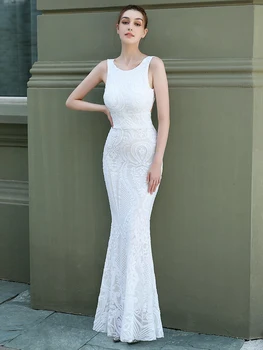 YIDINGZS Сексуальное вечернее платье с белой спинкой и блестками 2021, новое женское облегающее платье макси для вечеринок