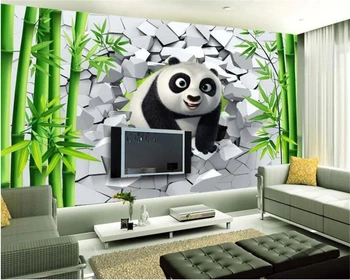 beibehang 2018 новое украшение дома papel de parede 3d обои мода индивидуальность отверстие милая панда бамбуковый лес ТВ настенные фрески