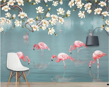 beibehang Персонализированные обои ручной росписи с изображением тропического леса и фламинго на фоне 3D обоев на заказ