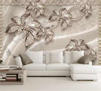 beibehang Пользовательские обои новые изысканные роскошные ювелирные изделия цветок мягкое украшение гостиная ТВ фон стены papel de parede