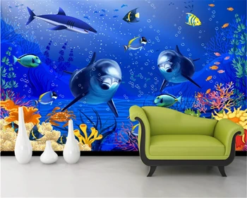 beibehang обои на заказ фото 3D мультфильм подводный мир мечта настенная живопись для гостиной фон обои De Parede