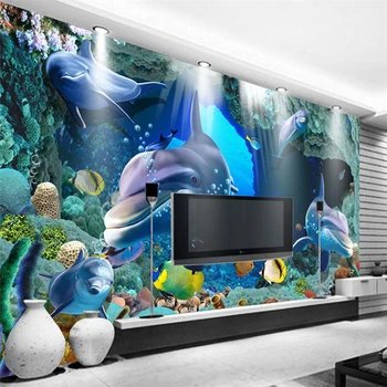 wellyu 3D подводный мир ТВ фоновая стена на заказ большая фреска зеленые обои papel de parede para quarto