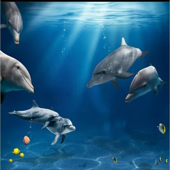 wellyu Индивидуальные крупномасштабные фрески красивый подводный мир дельфин 3D море ТВ фон стены нетканые обои 0