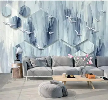 wellyu Пользовательские обои 3D фотообои обои креативная скандинавская абстрактная птичья фреска телевизионный фон обои papel de parede