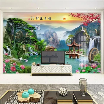 wellyu Пользовательские обои 3d фотообои Китайская живопись Пейзаж Поток Воды Фон Чой обои фрески обои papel de parede 0