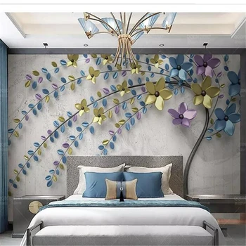 wellyu обои для стен домашний декор Обои на заказ в стиле ретро с 3D тиснением цветной металлический цветок ТВ фон стена behang tapeta