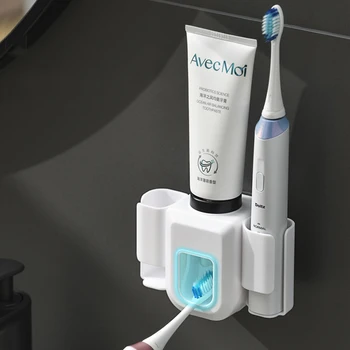 Автоматический дозатор зубной пасты для настенного монтажа, держатель зубной щетки, Соковыжималка для зубной пасты для семейного душа, Ванная комната 0