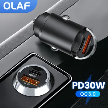 Автомобильное Зарядное Устройство Olaf Mini USB C PD QC 3.0 Super Fast Charging Type C Адаптер для iPhone 14 Pro Max 13 12 Sumsung iPad Huawei Xiaomi