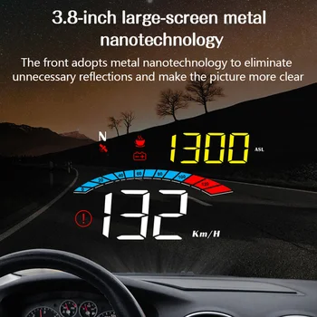 Автомобильный головной дисплей с GPS, проектор HUD на лобовом стекле с часами скорости, предупреждение о превышении скорости, Измерение пробега, температура воды