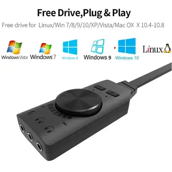 Адаптер виртуальной 7,1-канальной звуковой карты GS3 USB Audio 3,5 мм гарнитура для ноутбука Dropship