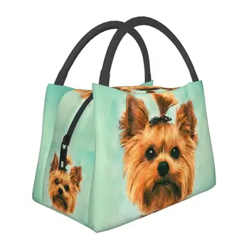 Акварельный рисунок Щенок Йоркширского терьера, изолированная сумка для ланча, Милая домашняя собака, Портативный Кулер, Термос для ланча, Коробка для работы и путешествий