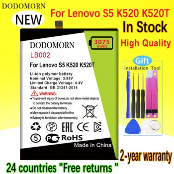 Аккумуляторная батарея DODOMORN LB002 для смарт-мобильного телефона Lenovo S5 K520 K520T В наличии, высокое качество, с номером отслеживания