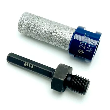 Алмазные наконечники 1 шт. 20 мм Резьба M14 для 타일 Шлифования столешницы из керамического мрамора + 1 шт. Адаптация шестигранника к хвостовику M14