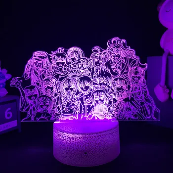 Аниме Danganronpa 3D Светодиодный Ночник для Декора Спальни Дети Ребенок Классный Подарок На День Рождения Изменение Цвета Danganronpa Манга Свет Лампы