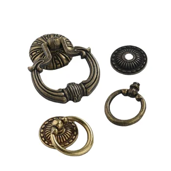 Антикварное Круглое кольцо с ручкой из античной меди в европейском стиле в стиле ретро, кольцо для выдвижного ящика, дверца шкафа с одним отверстием, Мебельная фурнитура
