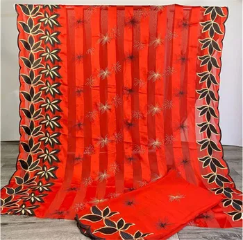 Африканская кружевная ткань 2021 высококачественная кружевная ткань из натурального шелка с вышивкой лентой шелковая шифоновая ткань для вечеринки 5 + 2 ярда 0