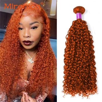 Афро Кудрявые Пучки человеческих волос Оранжево-имбирного цвета Переплетения человеческих волос 350 # Бразильское наращивание волос Remy для женщин