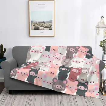 Бархатное одеяло для свиней, весна-осень, Милая мордочка свиньи, Милые клетчатые одеяла для постельных принадлежностей, уличное покрывало