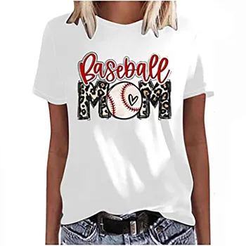 Бейсбольная футболка для мамы, женские топы с короткими рукавами и круглым вырезом, Летние бейсбольные футболки с рисунком, женские повседневные свободные футболки, уличная одежда