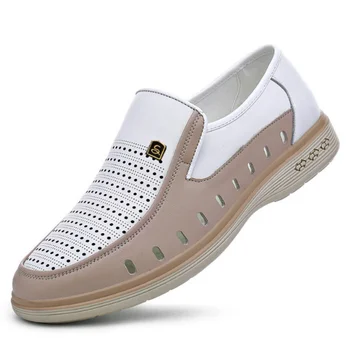 Белые кожаные мужские туфли на мягкой подошве, коммерческие светлые туфли с перфорацией, мужские весенне-летние осенние новые дизайнерские туфли
