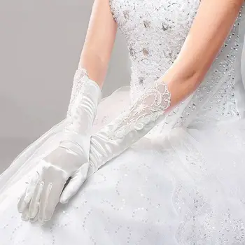  Белые перчатки Невесты с длинными пальцами Модные Аксессуары Для Свадебного платья Кружевные перчатки Для вечеринки Реквизит для Косплея