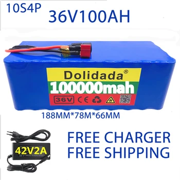Бесплатная доставка 36V аккумулятор 10S4P 100Ah аккумуляторная батарея 1000 Вт высокой мощности 42V 100000mAh Ebike электрический велосипед BMS + 42V2A Зарядное устройство