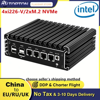 Брандмауэр Мини-ПК Pentium N6005 N5105 4 * Intel i226-V 2.5G Локальные сети 2 * DDR4 2 * M.2 NVMe AES-NI Домашний маршрутизатор ПК Устройство сетевой безопасности 0