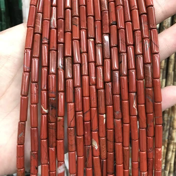 Бусины-трубки из красной яшмы, бусины из натурального камня 4x13 мм 15 дюймов