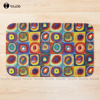 Василий Кандинский - цветной этюд, квадраты с концентрическими кругами, художественный коврик для ванной, гостиничные коврики для ванной 0