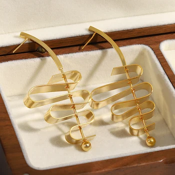 Великолепные серьги-капли уникального дизайна в форме парусника для женщин золотого цвета, металлические длинные висячие серьги в сложенном виде, вечерние украшения 2023 г.