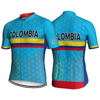 Велосипедная одежда Colombia, топ с коротким рукавом, синяя рубашка MTB, джерси для шоссейного велоспорта, спортивная куртка для велоспорта, одежда для экстремальной езды, красивый нагрудник