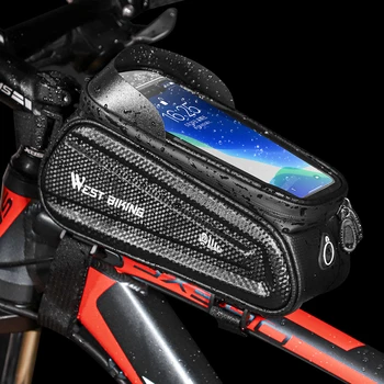Велосипедная сумка WEST BIKING, водонепроницаемая сумка на передней раме, держатель для велосипедного рюкзака, сумка для велосипедной трубки, аксессуары для велосипеда. 0