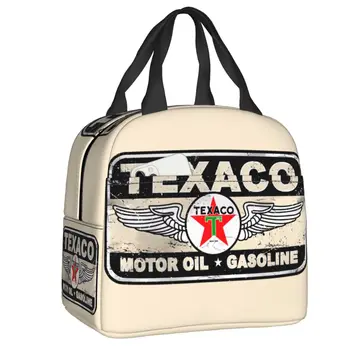 Винтажная сумка для ланча с надписью Texaco для работы, школы, многоразового использования, термоохладителя для пикника, изолированного ланч-бокса, Женская Детская сумка-тоут