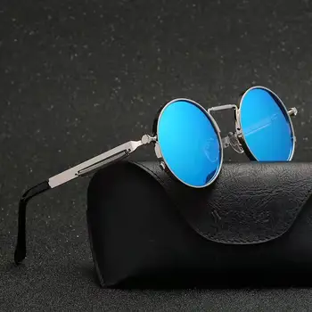 Винтажные круглые солнцезащитные очки для мужчин, металлические Весенние солнцезащитные очки в стиле стимпанк, Женские Роскошные Брендовые Дизайнерские Lentes Ретро Классика Gafas Sol