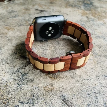 Винтажный Браслет Из Натурального Дерева Для Apple Watch Band 40 мм 41 мм 44 мм 45 мм Бамбуковый Ремешок iWatch Серии 4 5 6 7 SE Ремешок Для Часов